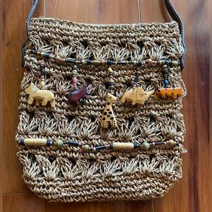 Cappelli Straworld Inc Purse With Wood Beads And Animals